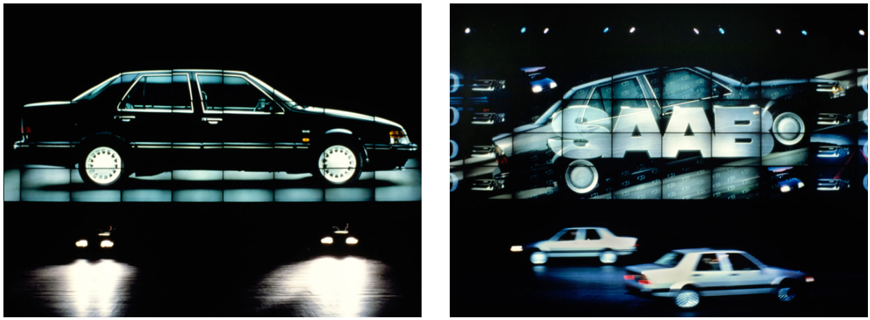 a 1988 Saab car on stage DOUGLAS MESNEY/INCREDIBLE SLIDEMAKERS