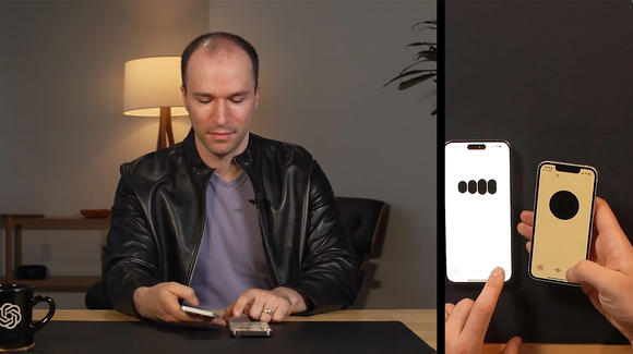 captura de pantalla de un vídeo de Greg Brockman utilizando dos instancias de GPT4o en dos teléfonos para colaborar entre sí 