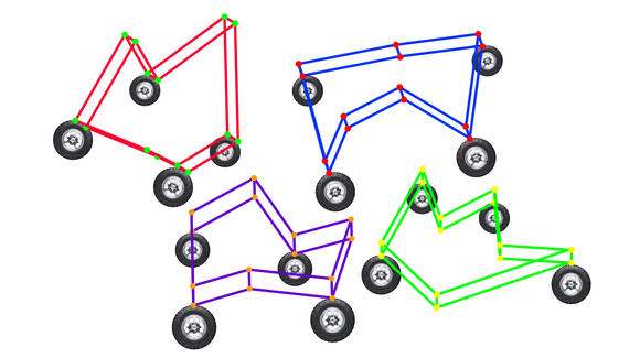 Modelo de vehículos con líneas y ruedas